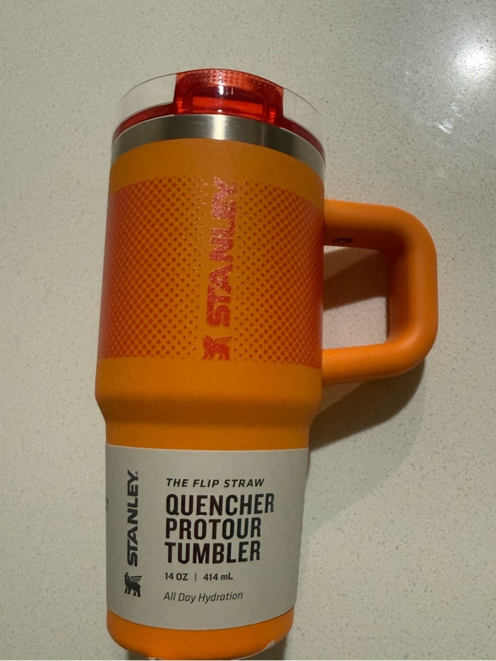 Stanley Orange Quencher ProTour Tumbler with Red Lid